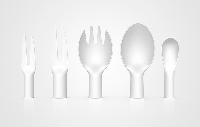 pla white cutlery head