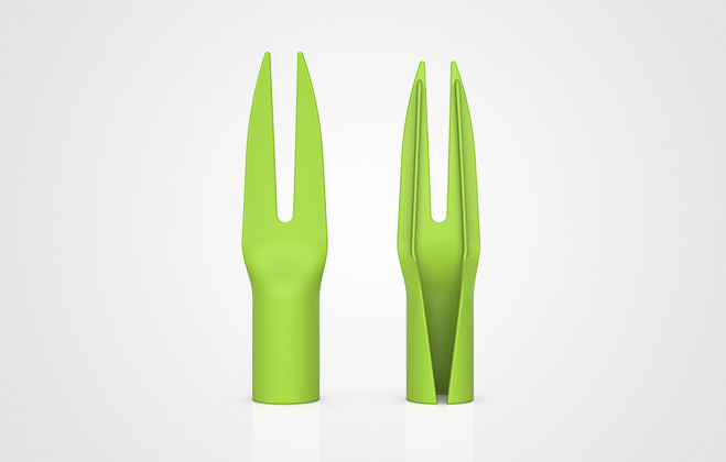 pla green two teeth fork