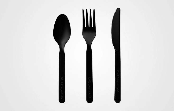 7'' PLA Cutlery Set Black